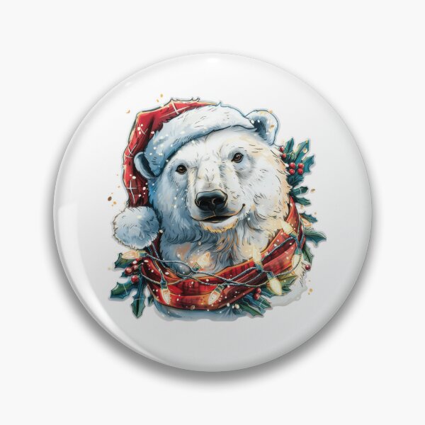 Item preview, Hyper Realistic Polar Bear with Christmas Lights, Santa Hat, and Scarf Sticker designed and sold by tjnextgen99.