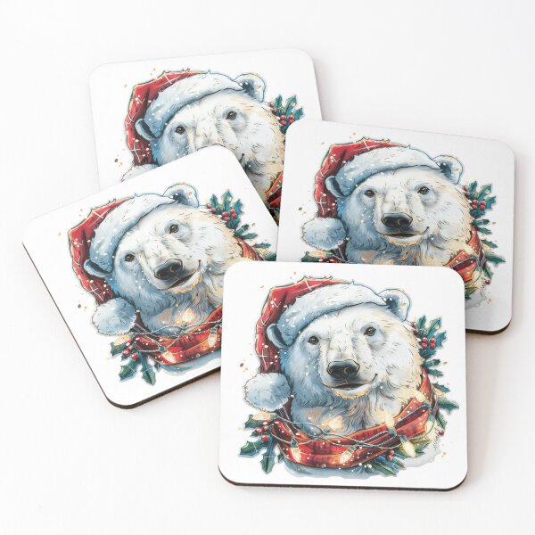 Item preview, Hyper Realistic Polar Bear with Christmas Lights, Santa Hat, and Scarf Sticker designed and sold by tjnextgen99.