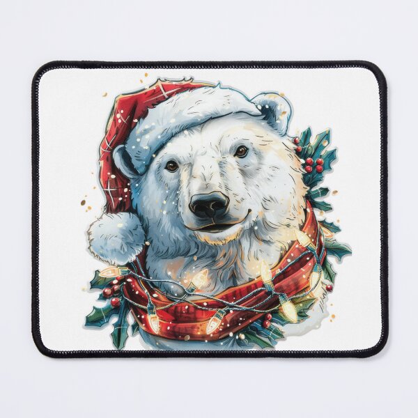 Item preview, Hyper Realistic Polar Bear with Christmas Lights, Santa Hat, and Scarf Sticker designed and sold by tjnextgen99.