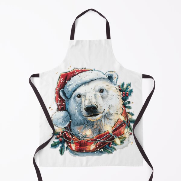 Item preview, Hyper Realistic Polar Bear with Christmas Lights, Santa Hat, and Scarf Sticker designed and sold by tjnextgen99.