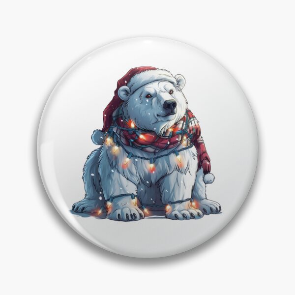 Item preview, Festive Polar Bear Sticker with Christmas Lights, Santa Hat, and Scarf designed and sold by tjnextgen99.