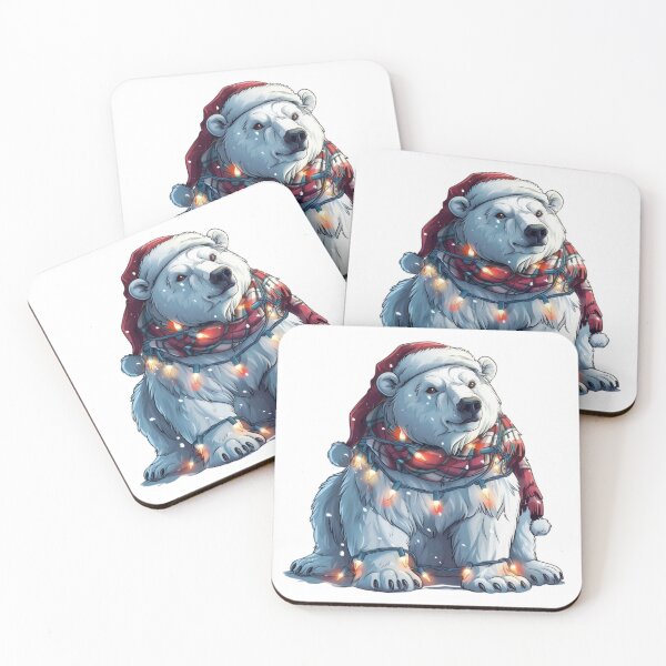 Item preview, Festive Polar Bear Sticker with Christmas Lights, Santa Hat, and Scarf designed and sold by tjnextgen99.