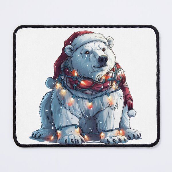 Item preview, Festive Polar Bear Sticker with Christmas Lights, Santa Hat, and Scarf designed and sold by tjnextgen99.