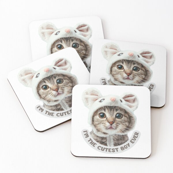 Item preview, I'm the cutest boy ever, a cute cat dressed as a mouse, cute sticker effect, kitten designed and sold by silent-violin.
