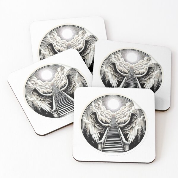 Item preview, ladder to heaven with angel wings black and white sketch tattoo designed and sold by Expressions-Sel.