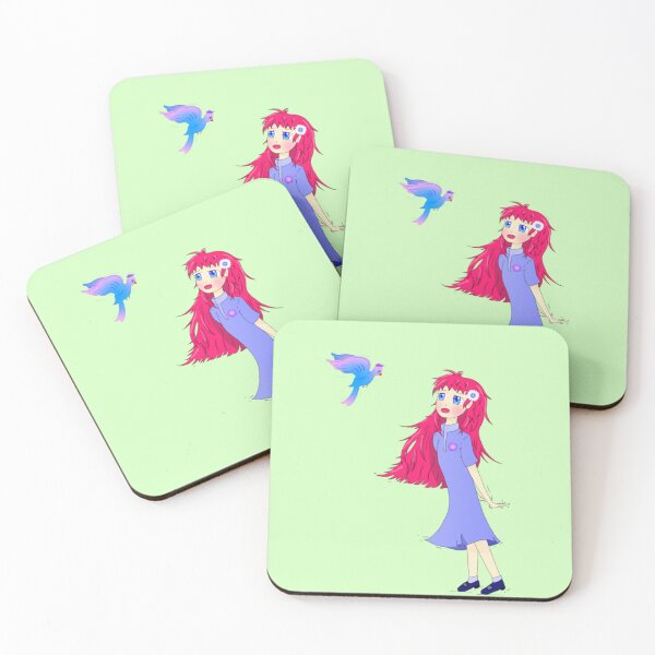 Item preview, Whimsical Anime Girl with Pink Hair and Mystical Bird - Kawaii Art designed and sold by JJMasters.