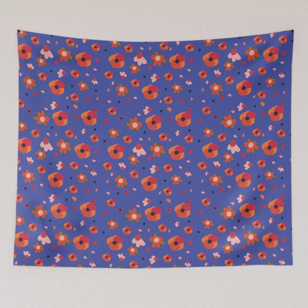 Item preview, Blue and red Floristic Modern and Minimal Pattern  designed and sold by Dalia Bieliūnaitė.