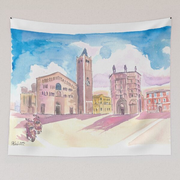 Item preview, Parma Piazza Duomo Watercolor Scene designed and sold by artshop77.