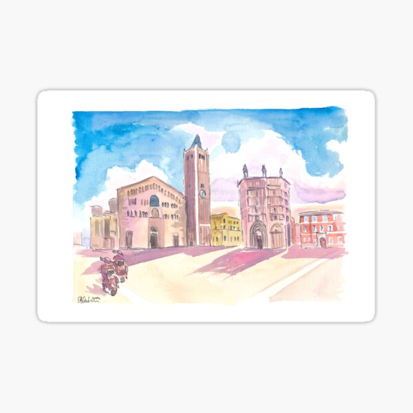 Item preview, Parma Piazza Duomo Watercolor Scene designed and sold by artshop77.