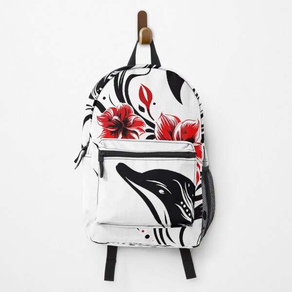 Item preview, Ornate Dolphin Tattoo Design with Red Flowers designed and sold by Coffee Lifestyle.