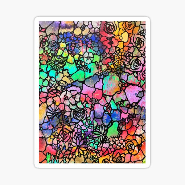 Item preview, Vibrant Floral Stained Glass designed and sold by Valerie Kelley.