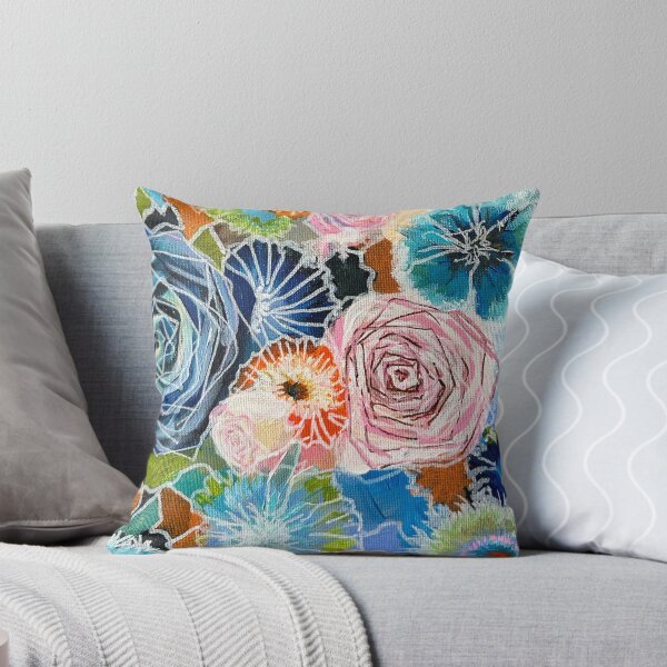 Item preview, Rose and Pansy Floral Blues Stained Glass designed and sold by Valerie Kelley.