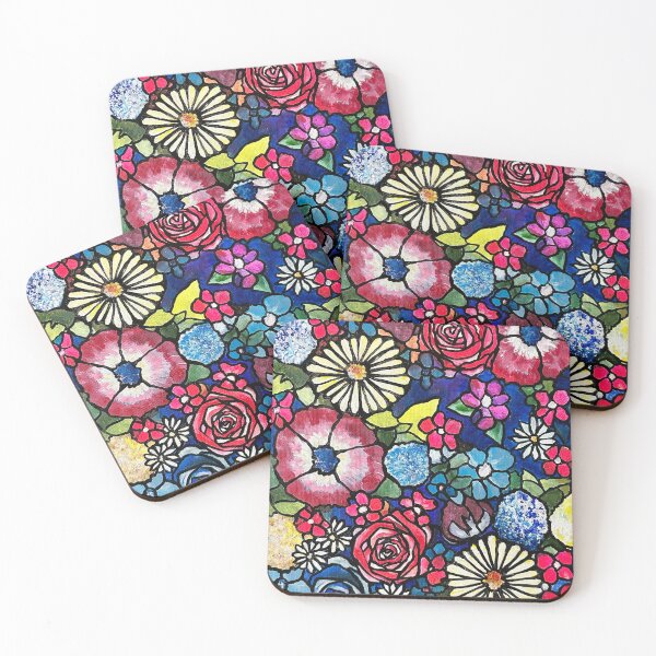 Item preview, Magenta Indio Floral Stained Glass designed and sold by Valerie Kelley.