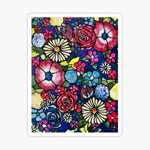 Item preview, Magenta Indio Floral Stained Glass designed and sold by Valerie Kelley.