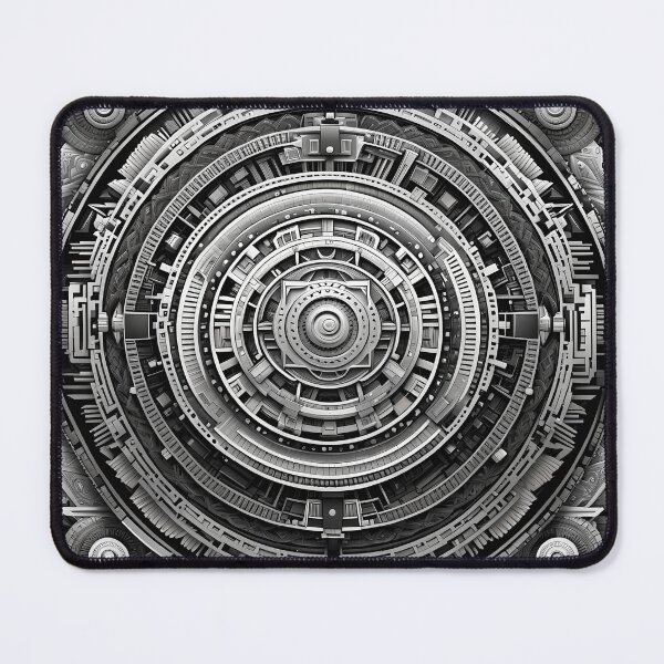 Item preview, Industrial Mandala in Black and White with Metallic Details designed and sold by MandalasShops.