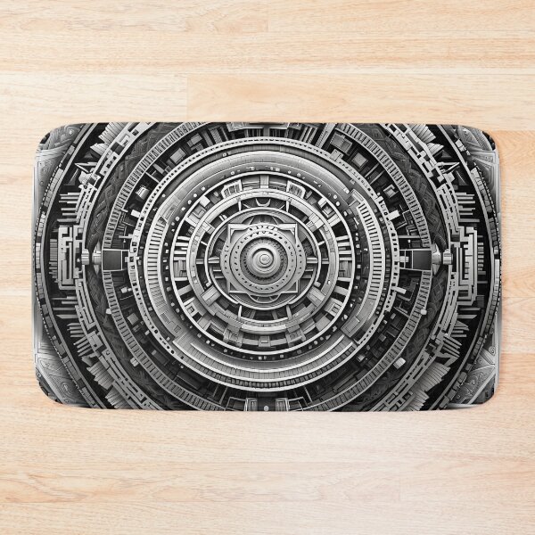 Item preview, Industrial Mandala in Black and White with Metallic Details designed and sold by MandalasShops.