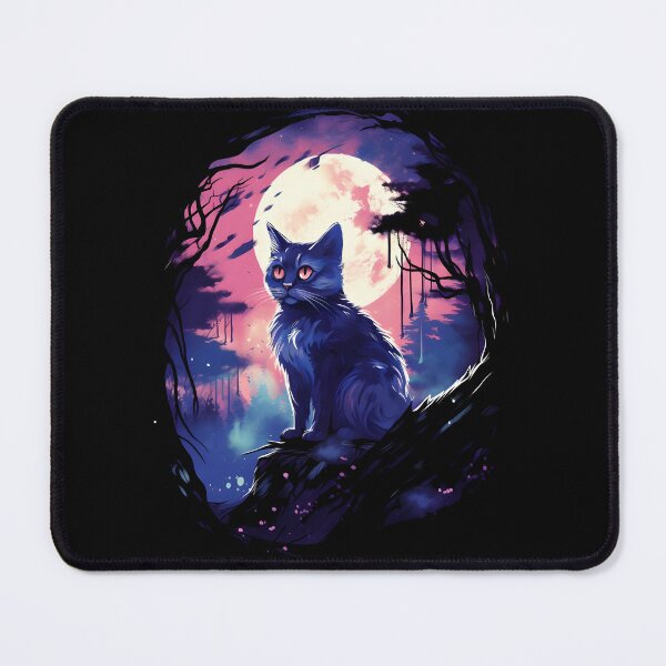 Item preview, cat in the woods with a full moon designed and sold by FamousArtDesign.