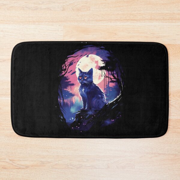 Item preview, cat in the woods with a full moon designed and sold by FamousArtDesign.