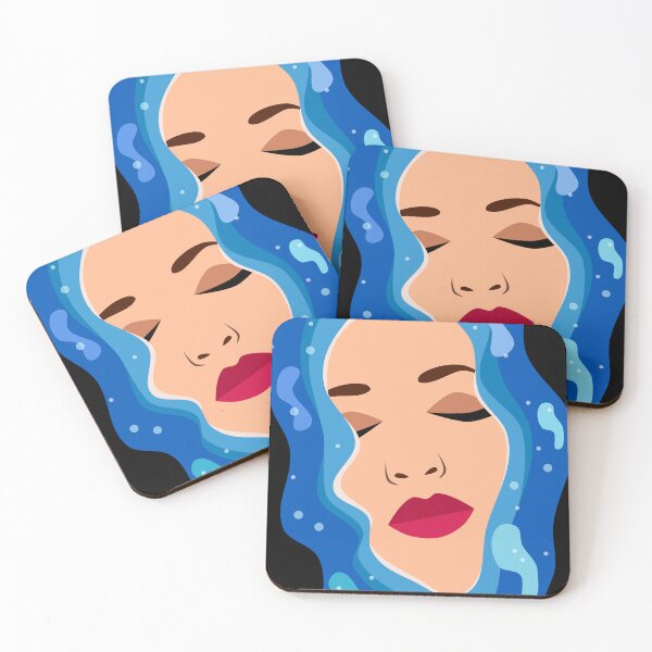 Item preview, Floating Woman Face in Blue Water designed and sold by ArtNoveltee.