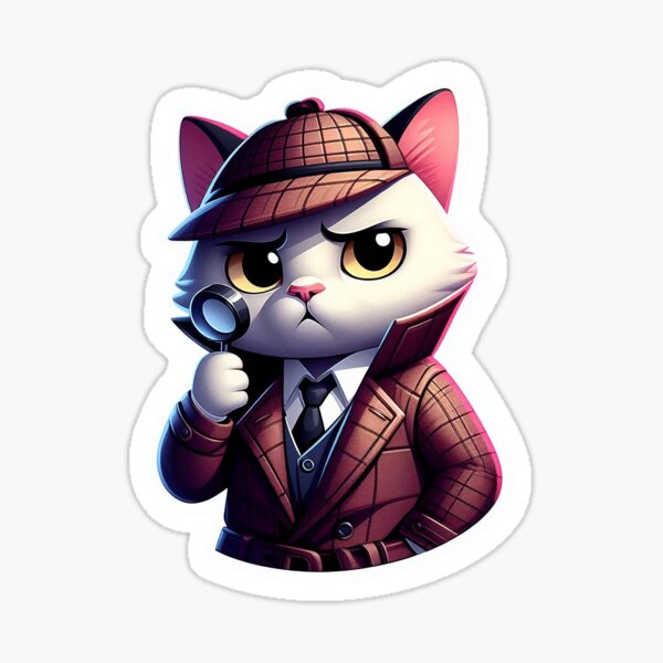 Item preview, Detective Sherlock Cat Sticker designed and sold by LMSquare.
