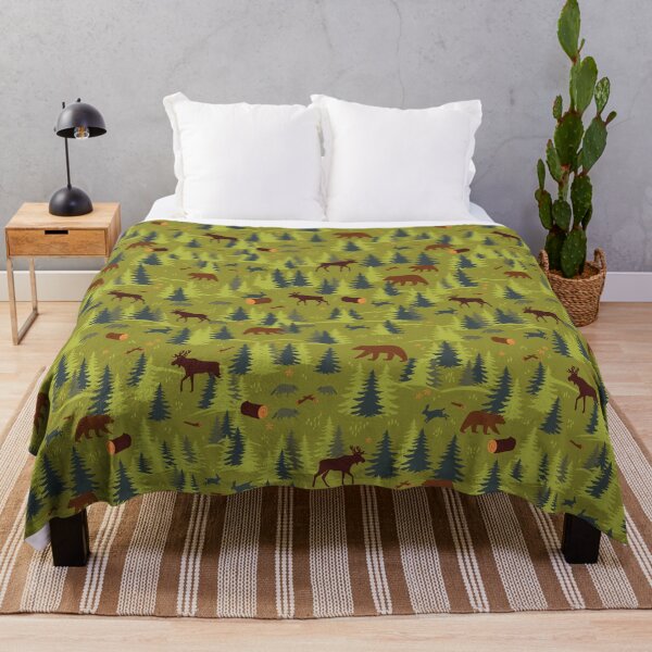 Item preview, Paisaje de árboles forestales con alces, mapaches, osos y liebres designed and sold by Melissa Plugge-Dekker.