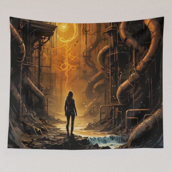 Item preview, Lonely Dystopian Traveler in a Sci-Fi World designed and sold by ByteyCreatives.