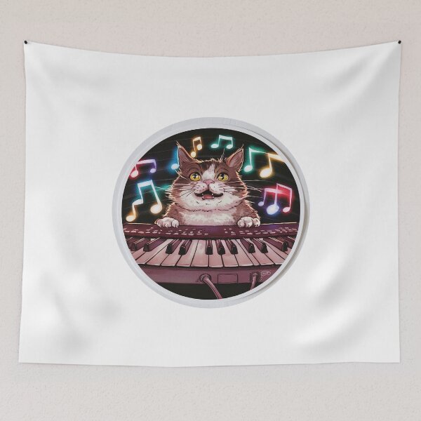 Item preview, Synthesizer cat meow | VINTAGE ANALOG | Psychodelic designed and sold by RedCircleArt.