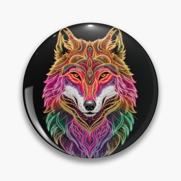 Item preview, Colorful image of a wolf with bright neon colors designed and sold by Street Corsairs.