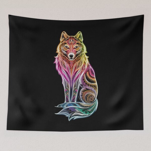 Item preview,  Colorful image of a wolf with bright neon colors designed and sold by Street Corsairs.