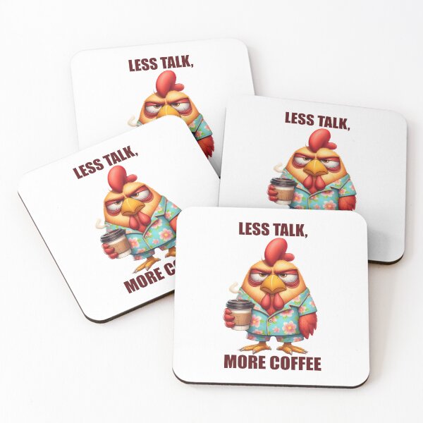 Item preview, Less Talk, More Coffee. Rooster designed and sold by BanShopDG.
