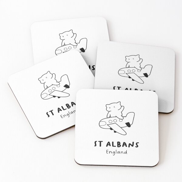 Item preview, St Albans, England | Adorable Cat on Plane Design | Airplane Illustration | Cat's Trip designed and sold by RM-Journey.