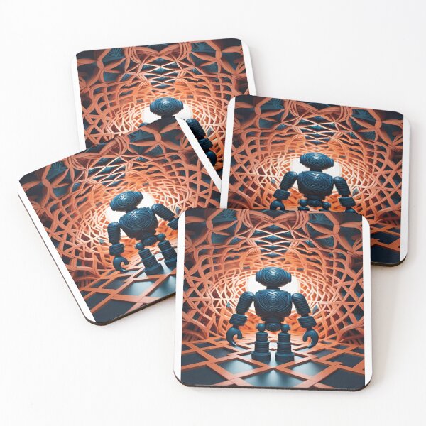 Item preview, Futuristic Robot in a Geometric Tunnel: A Vision of Tomorrow designed and sold by merve02shop.