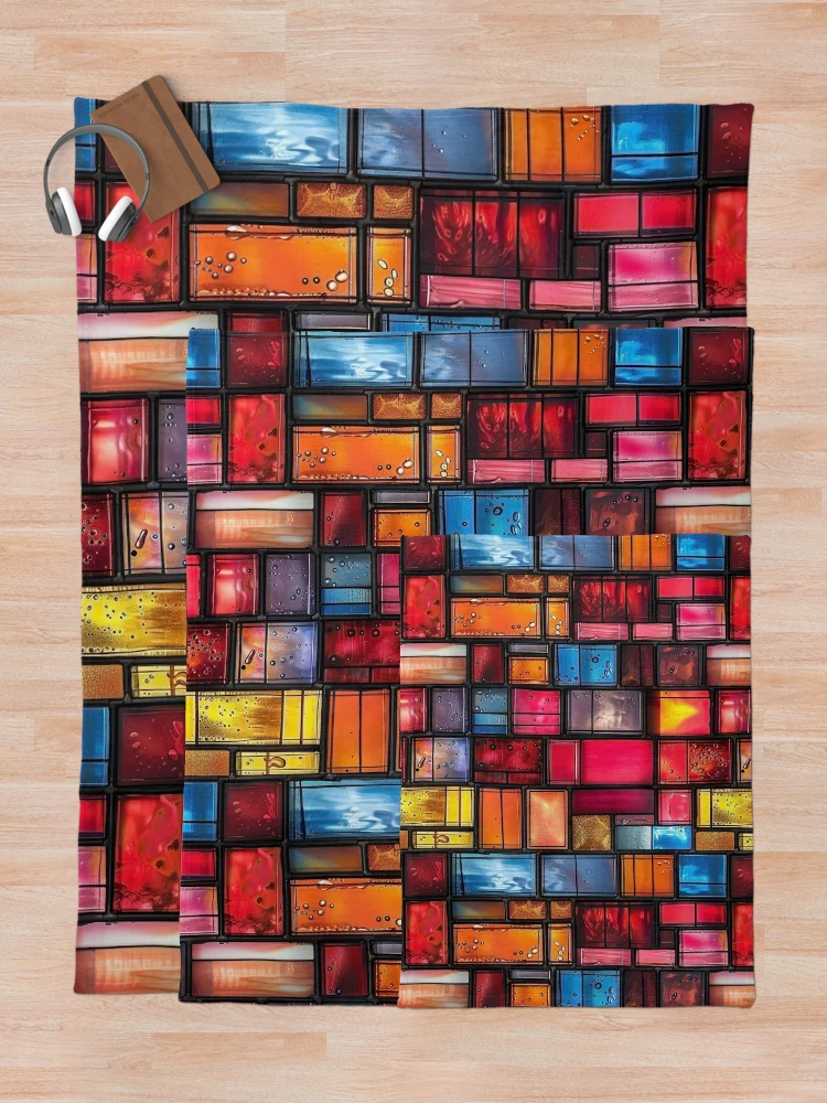 Thumbnail 5 of 6, Throw Blanket, Rectangular Stained Glass Window Pattern designed and sold by purelypatterns.