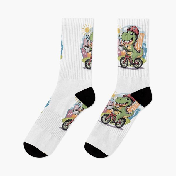 Item preview, Joyful Dinosaur on a Bike with Coffee – Perfect for Dinosaur and Bicycle Lovers! designed and sold by FunShop123.