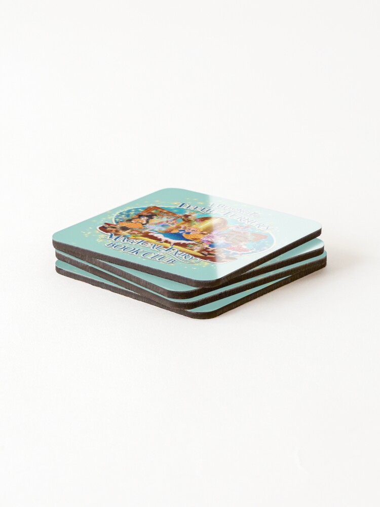 Thumbnail 4 of 5, Coasters (Set of 4), I Belong To Teelie Turner's Magical Fairy Book Club-Join Now~Seafoam Green™ designed and sold by FairyBookClub.