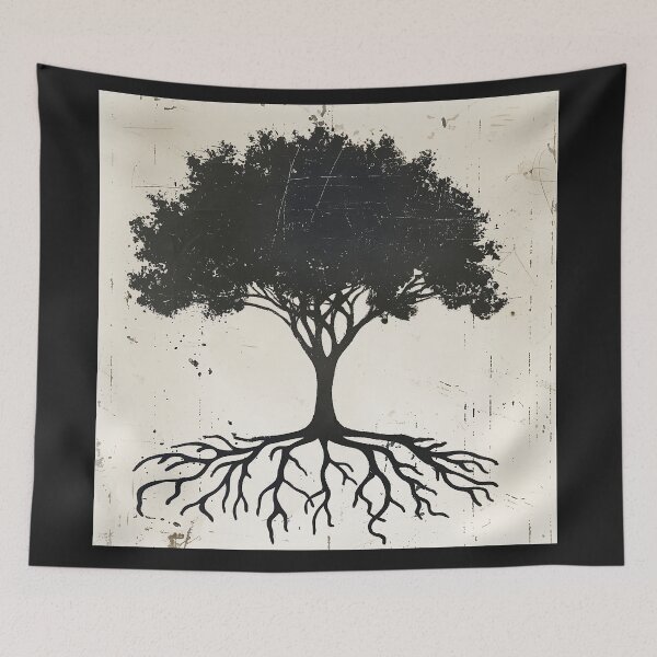 Item preview, tree and roots in black and white designed and sold by Ztudio.