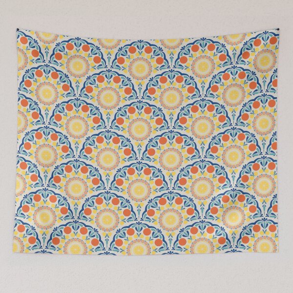 Item preview, Aegean Summer Oranges And Lemons Art Deco Scallop designed and sold by Triplicate Limited.