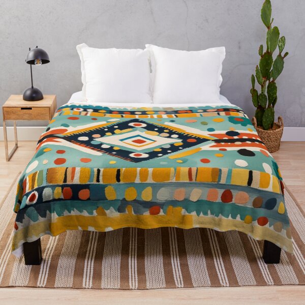 Item preview, Traditional Kilim Indian Pattern, Ethnic Geometric Abstract Scandinavian Design in Watercolor Painting, Diamond Shap designed and sold by MyArt23.