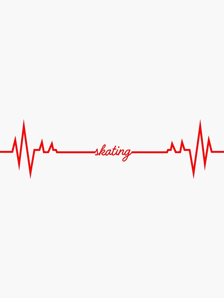 Thumbnail 3 of 3, Sticker, Skating Heartbeat (red) designed and sold by AnythingGOE.