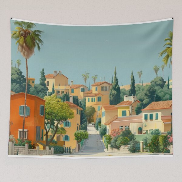 Item preview, Tel-Aviv Mediterranean Village Print: Serene Coastal Charm designed and sold by nshaltiel.