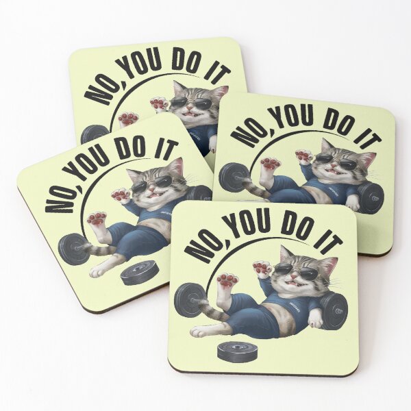 Item preview, A lazy cat refusing to work out with a caption "no you do it". designed and sold by NiRia Spot.