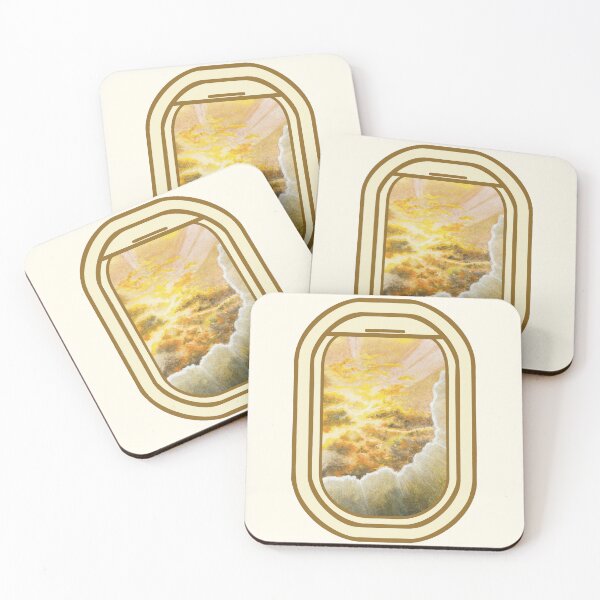 Item preview, Plane Window Sunset Painting Golden Sky  designed and sold by skye-studio.