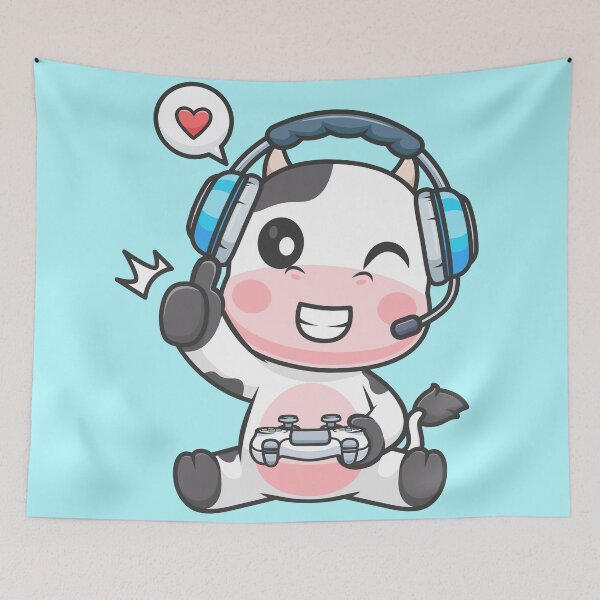 Item preview, Cute Cow Gaming Cartoon Vector Icon Illustration designed and sold by hjian8219.