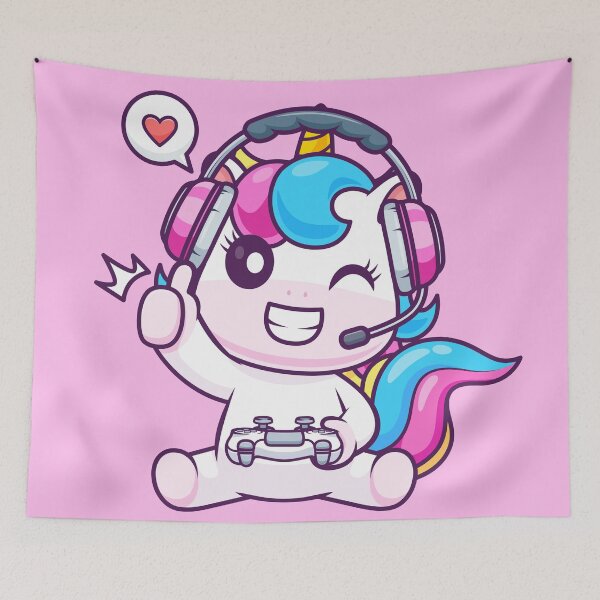 Item preview,  Cute Unicorn Gaming Cartoon Vector Icon Illustration designed and sold by hjian8219.
