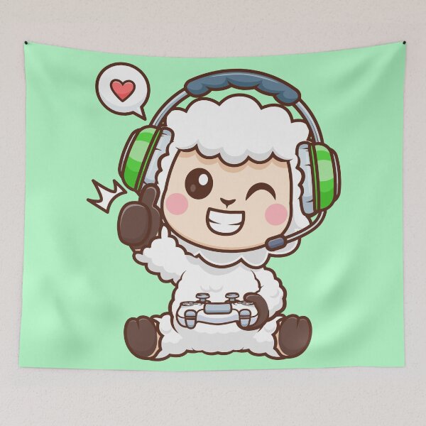Item preview,  Cute Sheep Gaming Cartoon Vector Icon Illustration designed and sold by hjian8219.