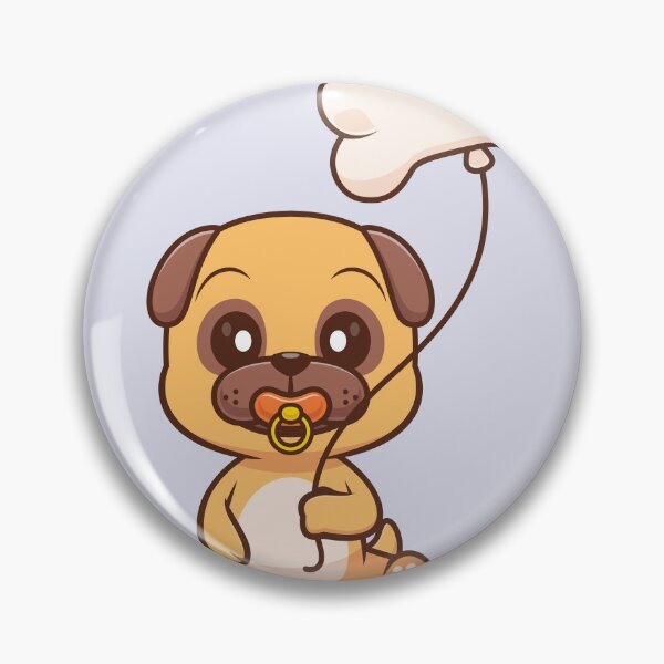 Item preview, Cute Baby Pug Dog Holding Bone Balloon Cartoon Vector Icon Illustration designed and sold by hjian8219.