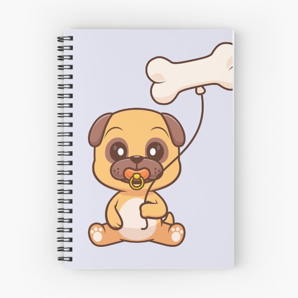 Item preview, Cute Baby Pug Dog Holding Bone Balloon Cartoon Vector Icon Illustration designed and sold by hjian8219.
