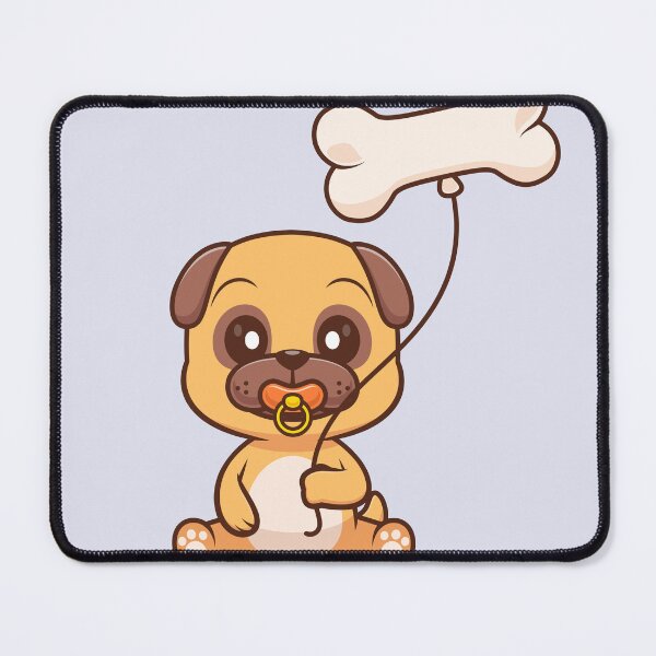 Item preview, Cute Baby Pug Dog Holding Bone Balloon Cartoon Vector Icon Illustration designed and sold by hjian8219.