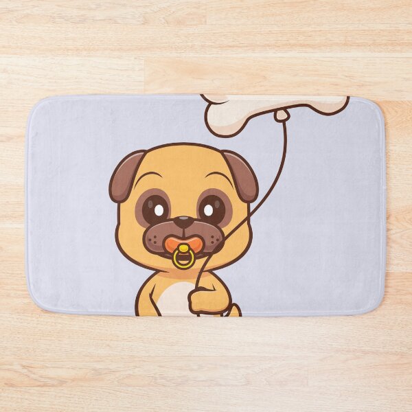 Item preview, Cute Baby Pug Dog Holding Bone Balloon Cartoon Vector Icon Illustration designed and sold by hjian8219.
