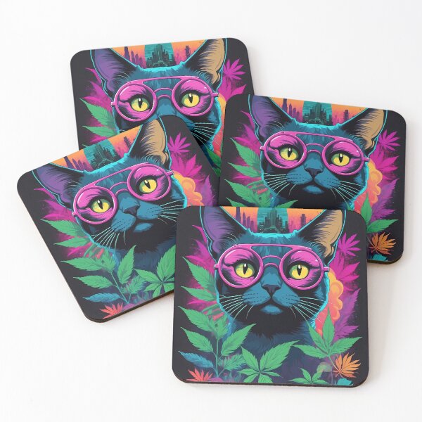 Item preview, Neon BlackLight Poster Black Cat  designed and sold by wojysmokes.